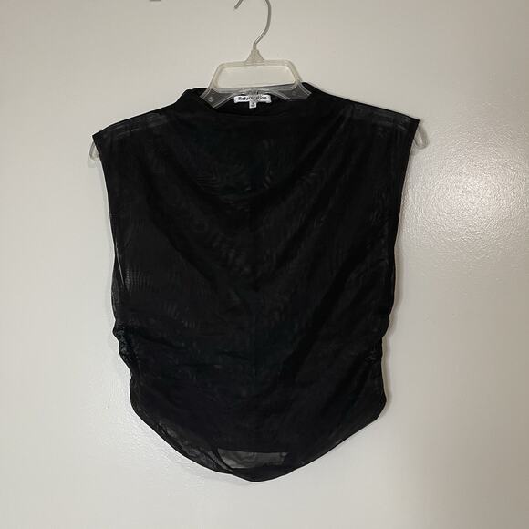 REFORMATION Lindy sheer mesh high neck sleeveless cinched black top size Small - Picture 1 of 5